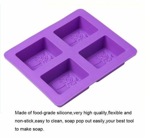 Vedini Newest 4 Cavity Flower Tree Rectangular Silicone Soap Mold jkb-365 - Image 3