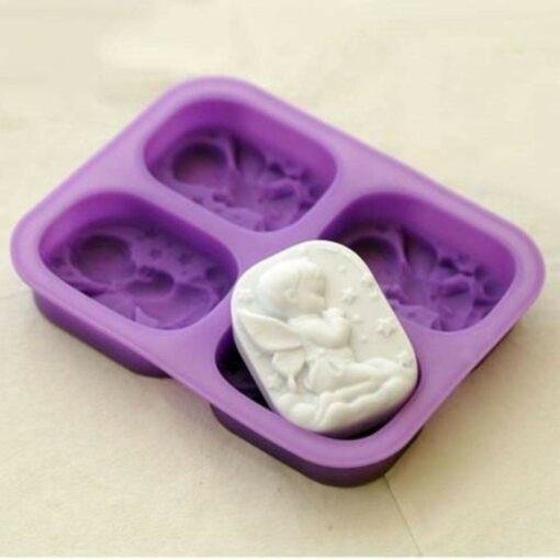 Vedini 4 Cavity Baby Angel Rectangular Silicone Mold for Homemade Soap Muffin JKB-361 - Image 3