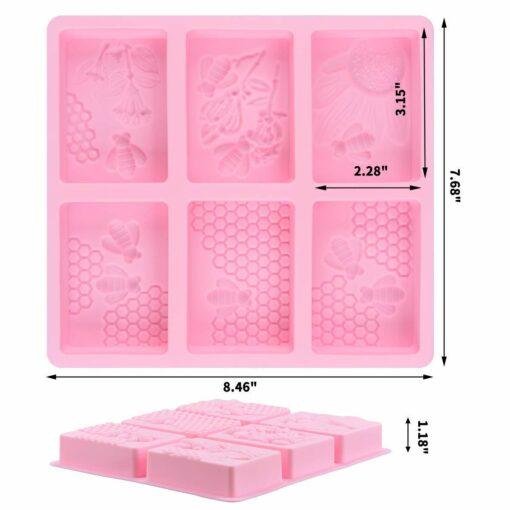 Vedini Silicone 6 Cavity Rectangle Honeybee Honeycomb Shape Soap Mould (100 to 110gm approx) JKB-359 - Image 2