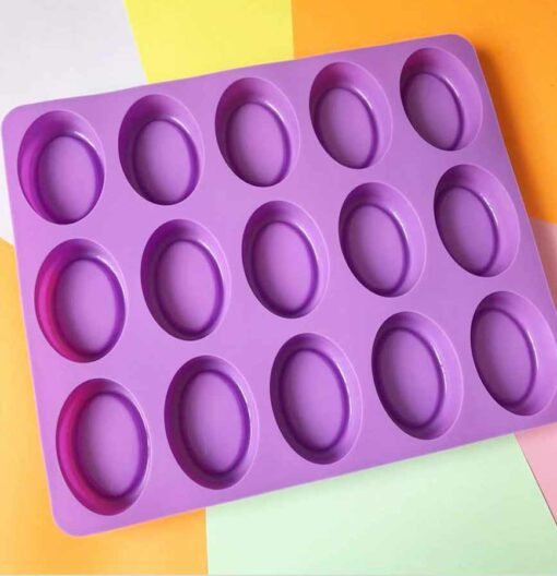 Vedini Silicone 15 Cavity Oval Shaped Handmade Flexible Soap Mold Soap Weight: Approx 50-55 Grams) JKB-348 - Image 4