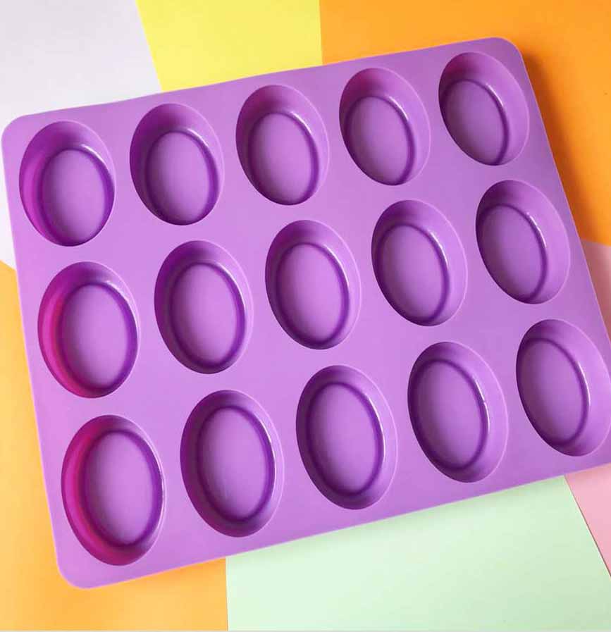 Silicone 15 Cavity Oval Shaped Handmade Flexible Soap Mold