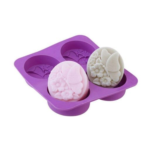 Vedini 4 Cavity Butterfly Flowers Muffins Jelly Candle Mold Handmade Soap Mold (100gm Soap weight approx.) JKB-338 - Image 3
