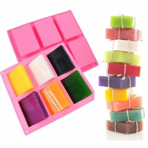 Vedini 6-Cavity Plain Rectangle Craft Soap Silicone Mold (100 to 110 gm approx each) JKB-329 - Image 3
