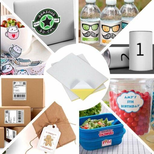 Vedini Printable Sticker Paper for Inkjet & Laser Printer -Dries Quickly, Vivid Colors, Holds Ink well- Tear Resistant (White Gloss) - Image 3