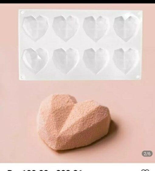 VEDINI 8 CAVITY HEART SHAPED 3D SILICON MOLD (40-50GM) JKB-322 - Image 6
