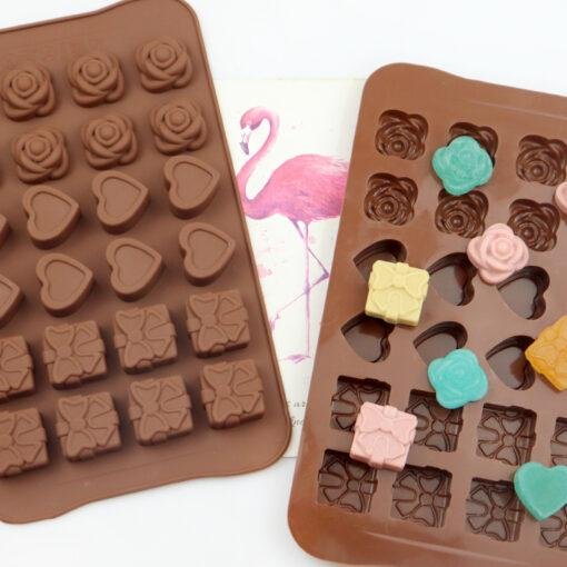 Rose and heart shape silicone chocolate mold