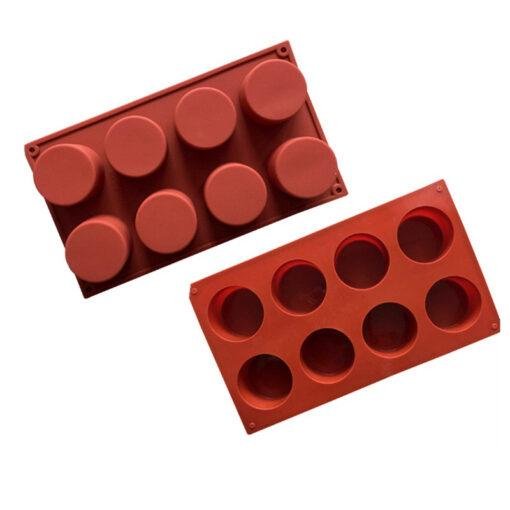 Vedini 8 hole Cylinder round shape soap making molds, silicone cake mold (80gm approx) JKB-318 - Image 2