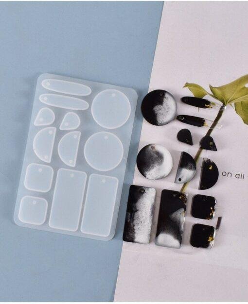 Vedini 12-Cavity Earring Pendant Silicone Mold - Geometric Shape - Resin, UV Resin, Epoxy, Jewelry Making 816 - Image 5