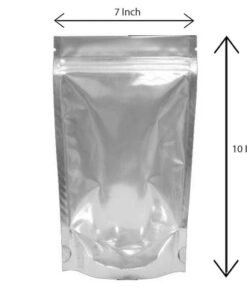 Vedini Transparent / Clear Stand Up Zipper Pouch(One Side Clear and One Side Silver) /PC - 7 Inch * 10 Inch