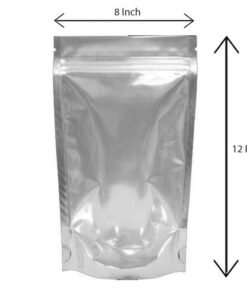 Vedini Transparent / Clear Stand Up Zipper Pouch(One Side Clear and One Side Silver) /PC - 8 Inch * 12 Inch