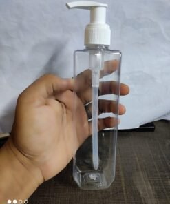 Vedini Clear Tall Square Bottle (PCR/PET) & 24mm Lotion/Hand Wash/Facewash Pump 200ml