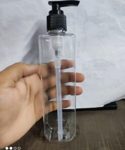 Vedini Clear Tall Square Bottle (PCR/PET) & 24mm Lotion/Hand Wash/Facewash Pump 200ml