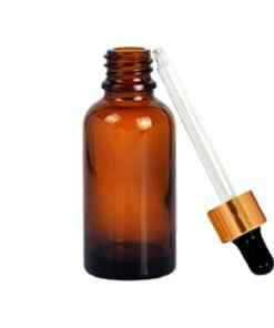 Alternative view of Vedini Amber Glass Jar Bottle with Gold Color Dropper For Essential Oils, Fragrances, Perfumes, Serum Bottles