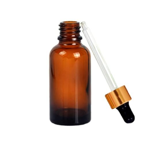 Vedini Amber Glass Jar Bottle with Gold Color Dropper For Essential Oils, Fragrances, Perfumes, Serum Bottles - Image 2