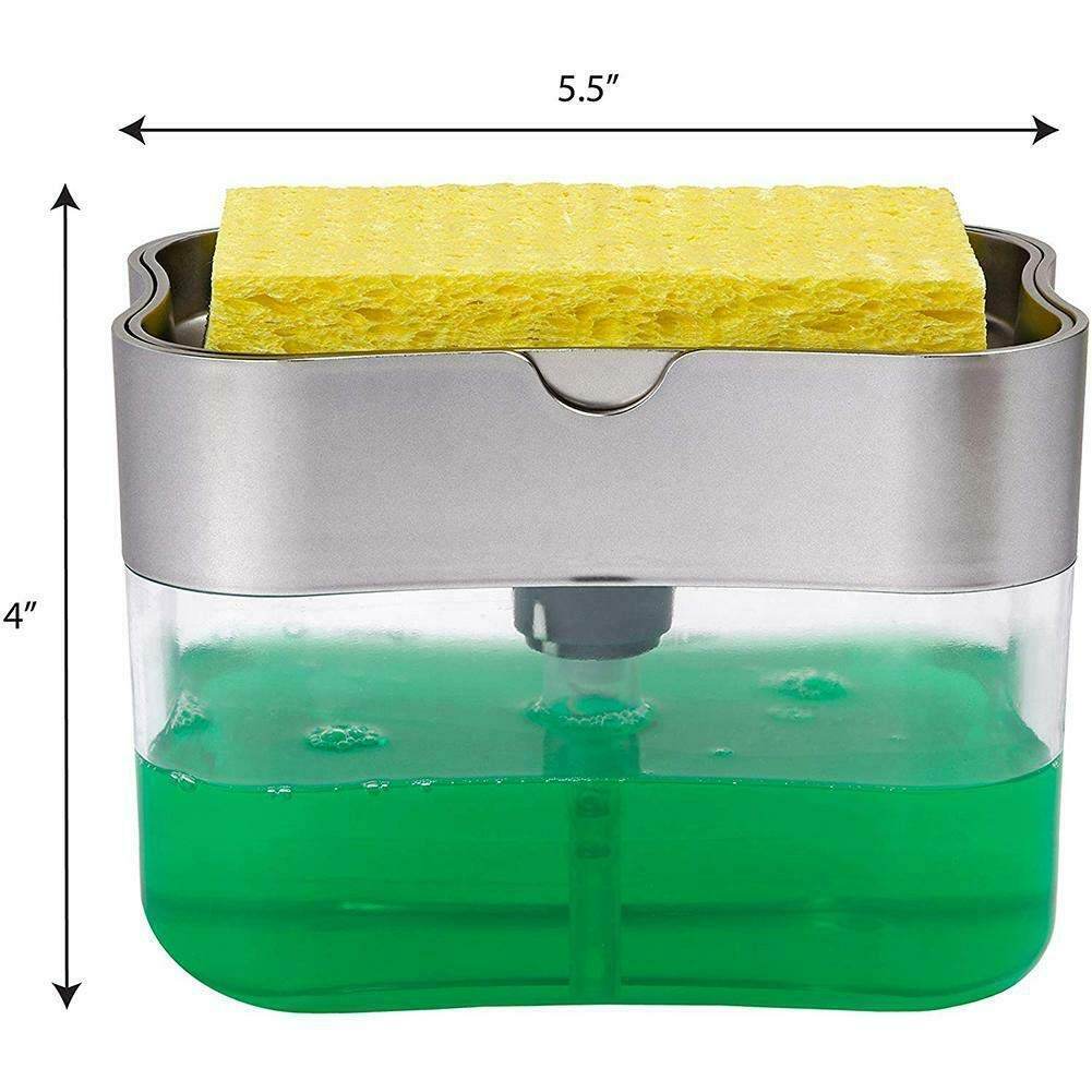 1pc Kitchen Dish Soap Dispenser With Sponge Holder, 2-in-1