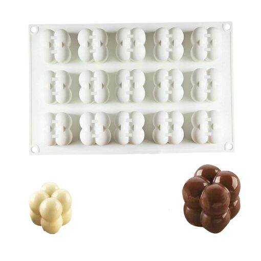 Vedini 15 Cavity 3D Magic Ball Fondant Silicone Molds Bubbles Cube Mold, Wax Candle Overlapping Balls Sphere Mold JKB-139 - Image 6