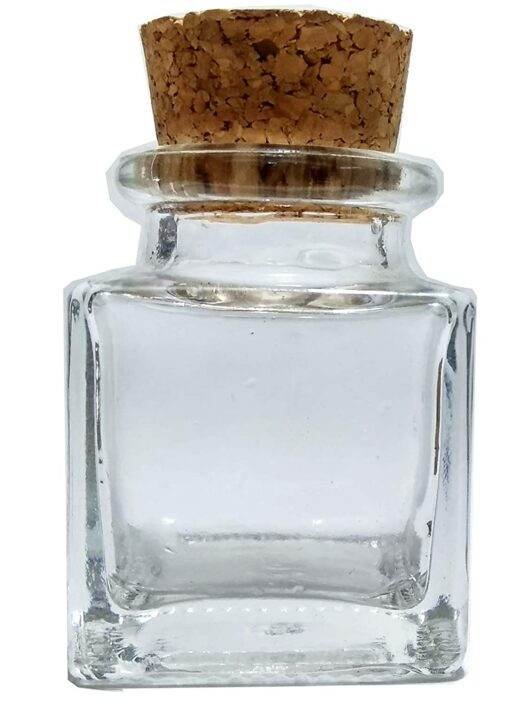 Vedini Square Glass Jar with Approx Square Glass Jar with Cork Stopper 30ml - Image 5