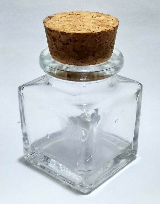 Vedini Square Glass Jar with Approx Square Glass Jar with Cork Stopper 30ml - Image 4