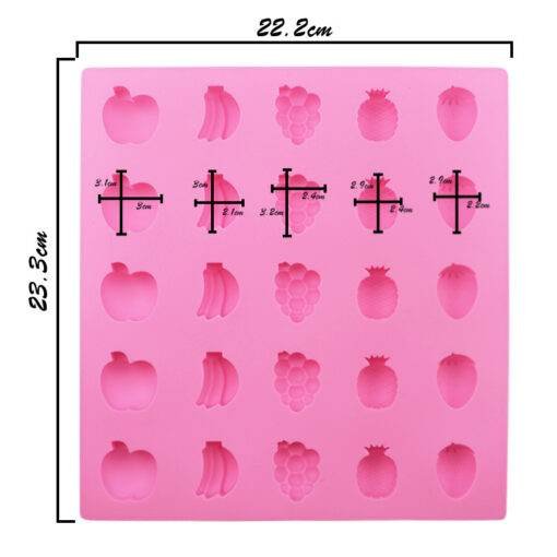 Vedini 25 Cavity Apple Banana Strawberry Pineapple Grapes Multi Fruit Chocolate resin and candle silicone mold JKB-628 - Image 6