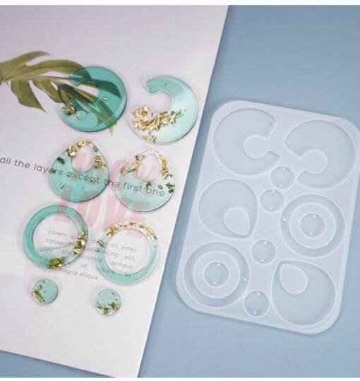 Vedini C resin pendant earrings homemade jewelry irregular silicone mold JKB-808 - Image 4