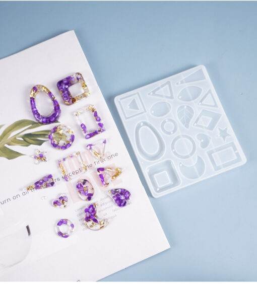 Vedini 17-Cav Earring Pendant Silicone Mold For DIY UV Epoxy Resin Molds Jewelry Finding Making Tools Resin Casting Mould Handmade Crafts JKB-809 - Image 3