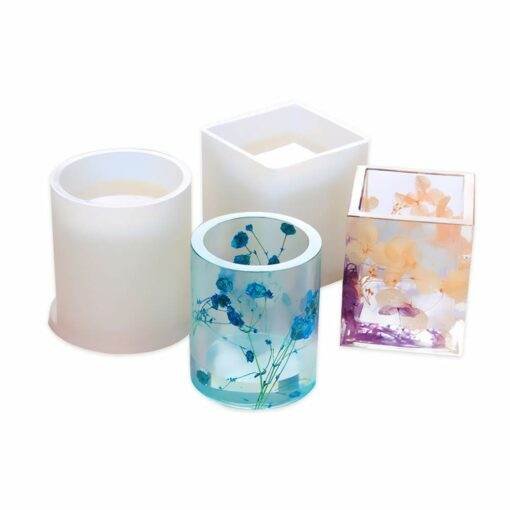 Silicone Mold Square Cylindrical High Mirror Pen Holder