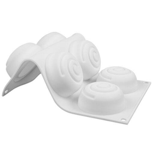 Vedini 6 cavity circular shaped swirl twirl soap or cake mould / mold for - soap, cake mix, sweet, loaf - white soft silicone (approx 100ml) JKB-623 - Image 3