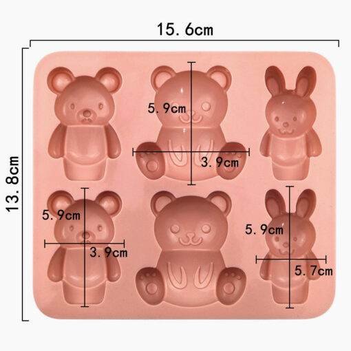 Vedini 6 Cavity Animal Rabbit Bear silicone mold for cake candy chocolate ice pudding jelly mousse handmade JKB-630 - Image 4