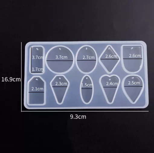 Vedini Ten Cavity pendant with hole Pendant round love rectangle free grinding silicone mold Transparent Silicone Mold Accessories DIY JKB-810 - Image 3