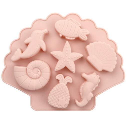 Vedini 7 Cavity Under The Sea Silicone Cake Mold Ocean Animal Dolphin, Fish, Conch, Starfish, Sea Shell, Seahorse, Mermaid Tail Soap Mold for Bath Bomb Jelly Mousse JKB-189 - Image 3