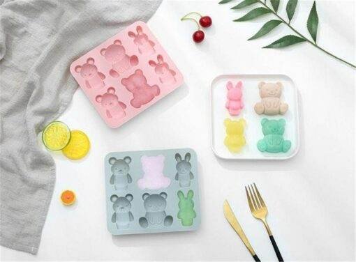 Vedini 6 Cavity Animal Rabbit Bear silicone mold for cake candy chocolate ice pudding jelly mousse handmade JKB-630 - Image 5
