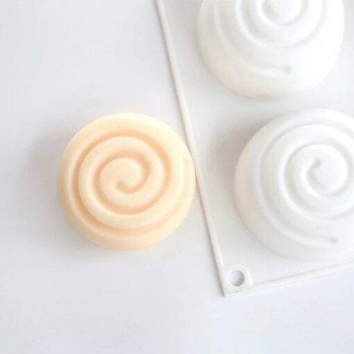 Vedini 6 cavity circular shaped swirl twirl soap or cake mould / mold for - soap, cake mix, sweet, loaf - white soft silicone (approx 100ml) JKB-623 - Image 4