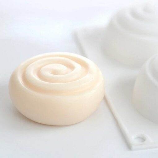 Vedini 6 cavity circular shaped swirl twirl soap or cake mould / mold for - soap, cake mix, sweet, loaf - white soft silicone (approx 100ml) JKB-623 - Image 5