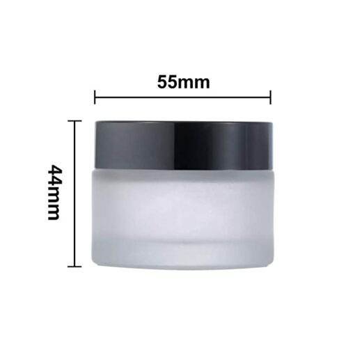 Vedini Frosted Glass jar with Black Cap and Plug - Image 2