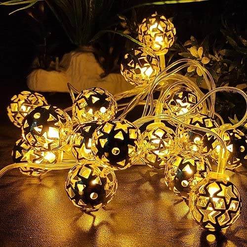 Golden Metal Star Ball String Indoor Decoration Lights 