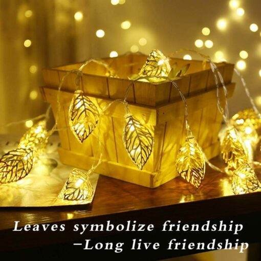 Golden Metal Leaf String Lights - Image 2