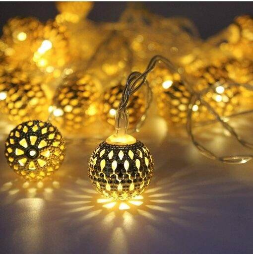 Moraccan Ball String Lights for Indoor Outdoor Decoration Diwali Light for Party Birthday Diwali Christmas Navratri Valentine Gift Home Decoration Light (2 Meter 10 LED, Warm White) jkb-1016 - Image 3