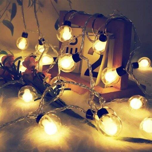 Double Glass String Ball Light 14 LED Plug-in Outdoor String Lights Waterproof Fairy Lights, Decoration Lighting for Diwali ,Home, Garden, Christmas (14 Led Warm White)