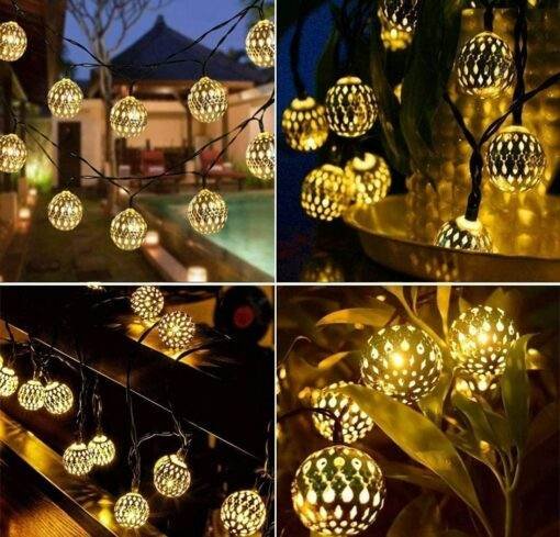 Moraccan Ball String Lights for Indoor Outdoor Decoration Diwali Light for Party Birthday Diwali Christmas Navratri Valentine Gift Home Decoration Light (2 Meter 10 LED, Warm White) jkb-1016 - Image 4