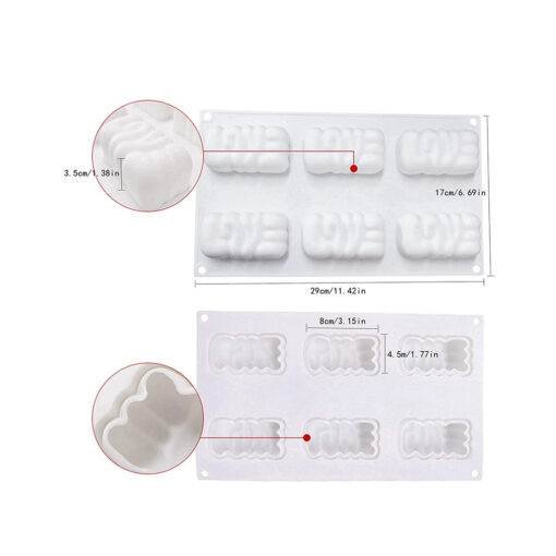 Vedini 6 Cavity Love Shape Mould White(Approx. Weight 100ml) JKB-308 - Image 3