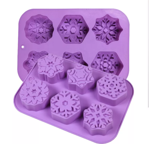 Vedini 6 Cavity design snowflake shape handmade molds realistic silicone soap and Candle mold JKB-307 - Image 2