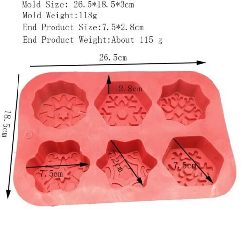 Vedini 6 Cavity design snowflake shape handmade molds realistic silicone soap and Candle mold JKB-307 - Image 3