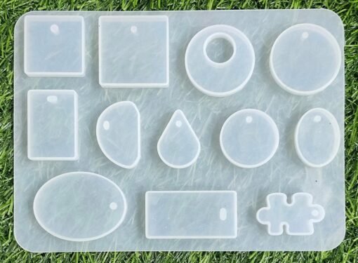 Vedini Pendant Silicone Mould 12 Shapes Eardrop Mold Epoxy Resin for DIY Jewelry Making, Pendant, Keychain 15cm x 11cm JKB-804 - Image 2