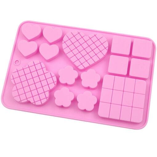 Vedini 15 Cavity Heart flower squares Silicone chocolate mold DIY handmade soap mold JKB-615 - Image 2