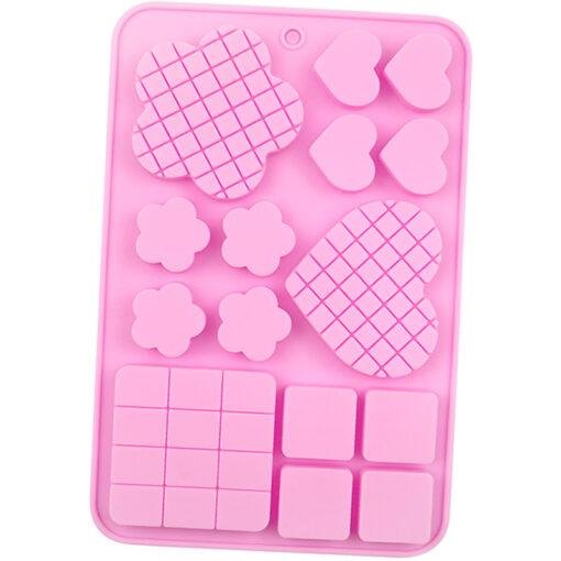 Vedini 15 Cavity Heart flower squares Silicone chocolate mold DIY handmade soap mold JKB-615 - Image 5