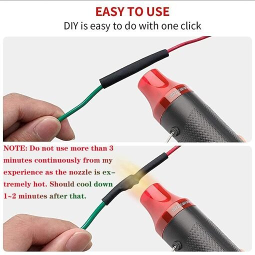 Handheld Mini Heat Gun, 300W Hot Air Gun Multi-Function Electrical Heat Tool for for DIY Embossing, Shrink Wrapping, Drying Paint (300W) - Image 4
