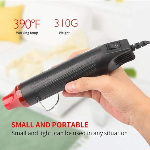 Handheld Mini Heat Gun, 300W Hot Air Gun Multi-Function Electrical Heat Tool for for DIY Embossing, Shrink Wrapping, Drying Paint (300W) - Image 2