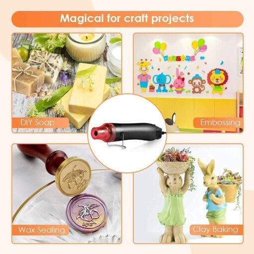 Handheld Mini Heat Gun, 300W Hot Air Gun Multi-Function Electrical Heat Tool for for DIY Embossing, Shrink Wrapping, Drying Paint (300W) - Image 3