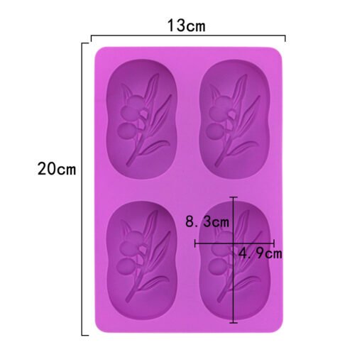 Vedini 4 Cavity Olive Tree Lotion Bar Bath Soap Silicone Mold (75 gm approx) JKB-612 - Image 3