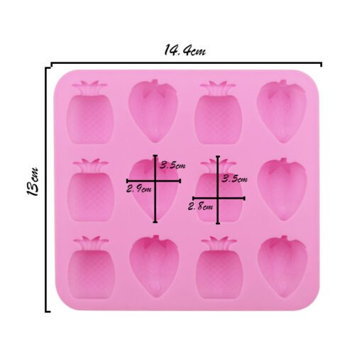 Vedini 12 strawberry pineapple silicone cake mold chocolate ice tray mold JKB-603 - Image 2